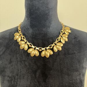 Stella & Dot Gold Tone Petal Bib Link Collar Necklace Womens Statement Jewelry